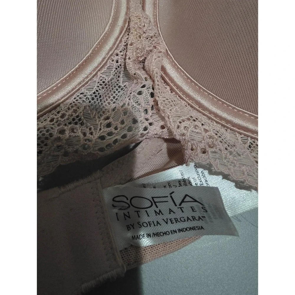Sofia Vergara Bra 36D‎ Womens Pink Lace Trim Underwired Lined Adjustable Straps